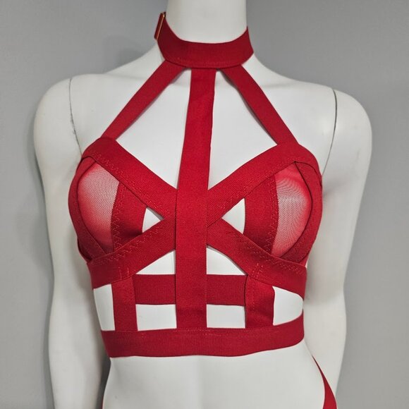 Seductive Cage Bondage Garter Set Lingerie - Picture 6 of 7